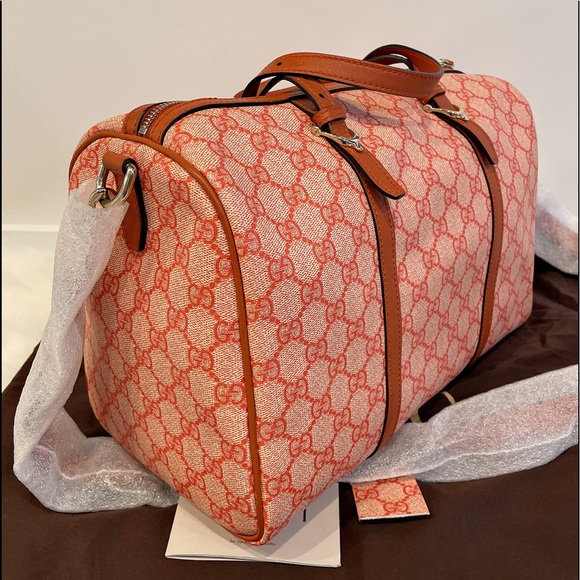 Gucci 322231 nice GG Supreme canvas boston bag Orange - Picture 2 of 11